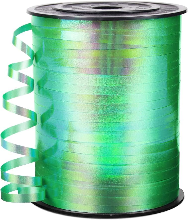 HimBen 500 Yards Curling Ribbon for Gift Wrapping, 3/16" Balloon String for Christmas Valentine Birthday Wedding Party Festival Decoration, Crafts, Flower Bouquet(Iridescent Green) - Image 1